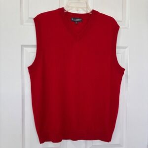 Hart Schaffer Marx Merino Wool vest Men's large Red V-neck Soft Holiday Office